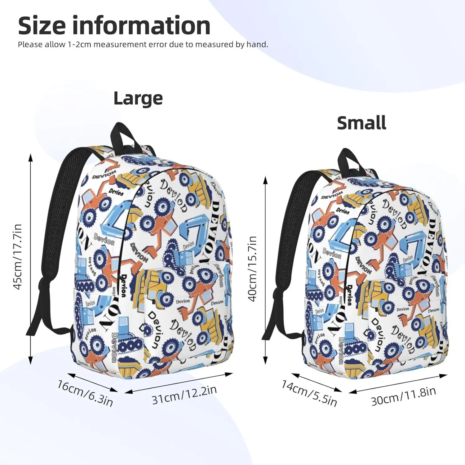 Personalized Backpack| Custom Name Backpacks For Her/Him For Work,Weekend Getaway,Traveling,Hiking,Camping |Funny Vehicle Pattern Backpack (A - style 4)