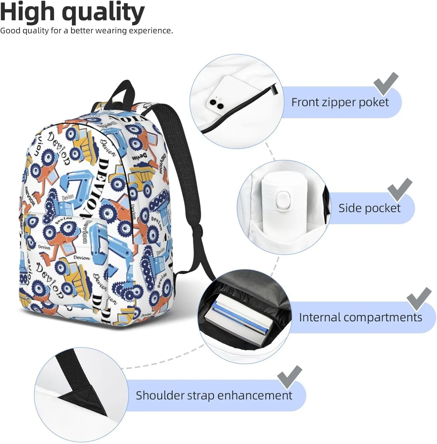 Personalized Backpack| Custom Name Backpacks For Her/Him For Work,Weekend Getaway,Traveling,Hiking,Camping |Funny Vehicle Pattern Backpack (A - style 4)