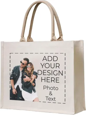 Personalized Canvas Tote Bag for Women, Custom Photo Text Present Bag, Suitable for Wedding, Birthday, Beach, Holiday, is a Great Gift for Women, Mom, Teachers, Friends, Bridesmaids