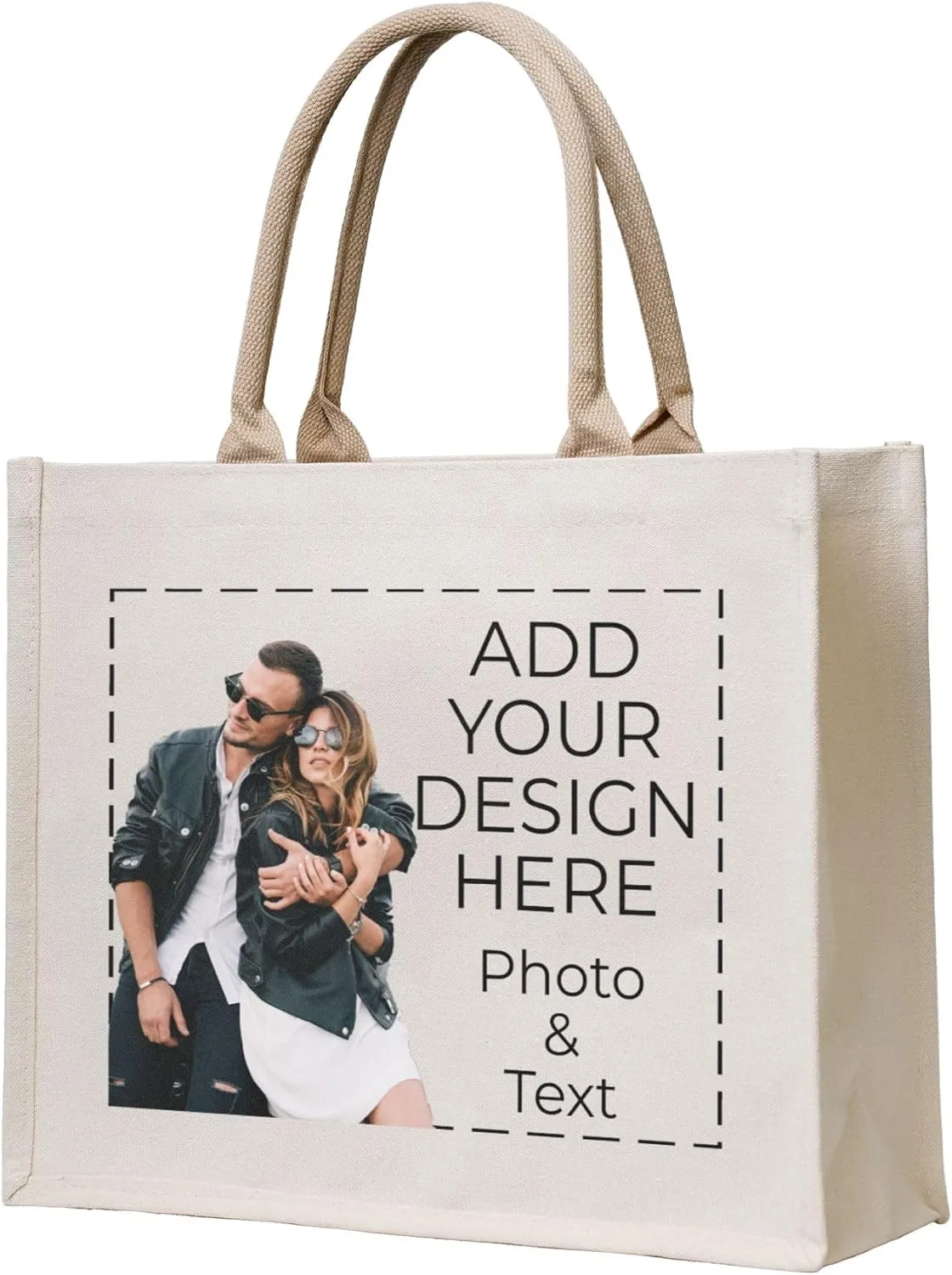 Personalized Canvas Tote Bag for Women, Custom Photo Text Present Bag, Suitable for Wedding, Birthday, Beach, Holiday, is a Great Gift for Women, Mom, Teachers, Friends, Bridesmaids