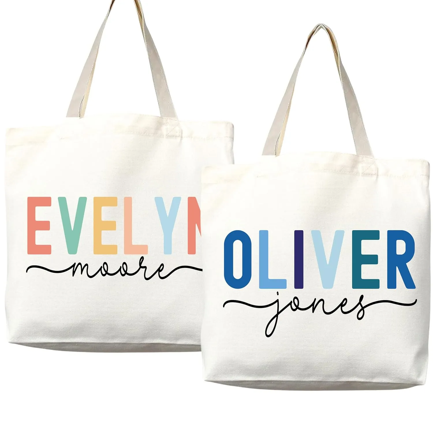Personalized Custom Name Tote Bag - Custom Tote Shopper - Premium Canvas, Reusable, Eco-Friendly - Ideal Gift for Women, Bridesmaids, Teachers, Nurses - Customizable (Large Bag)