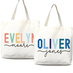 Personalized Custom Name Tote Bag - Custom Tote Shopper - Premium Canvas, Reusable, Eco-Friendly - Ideal Gift for Women, Bridesmaids, Teachers, Nurses - Customizable (Large Bag)
