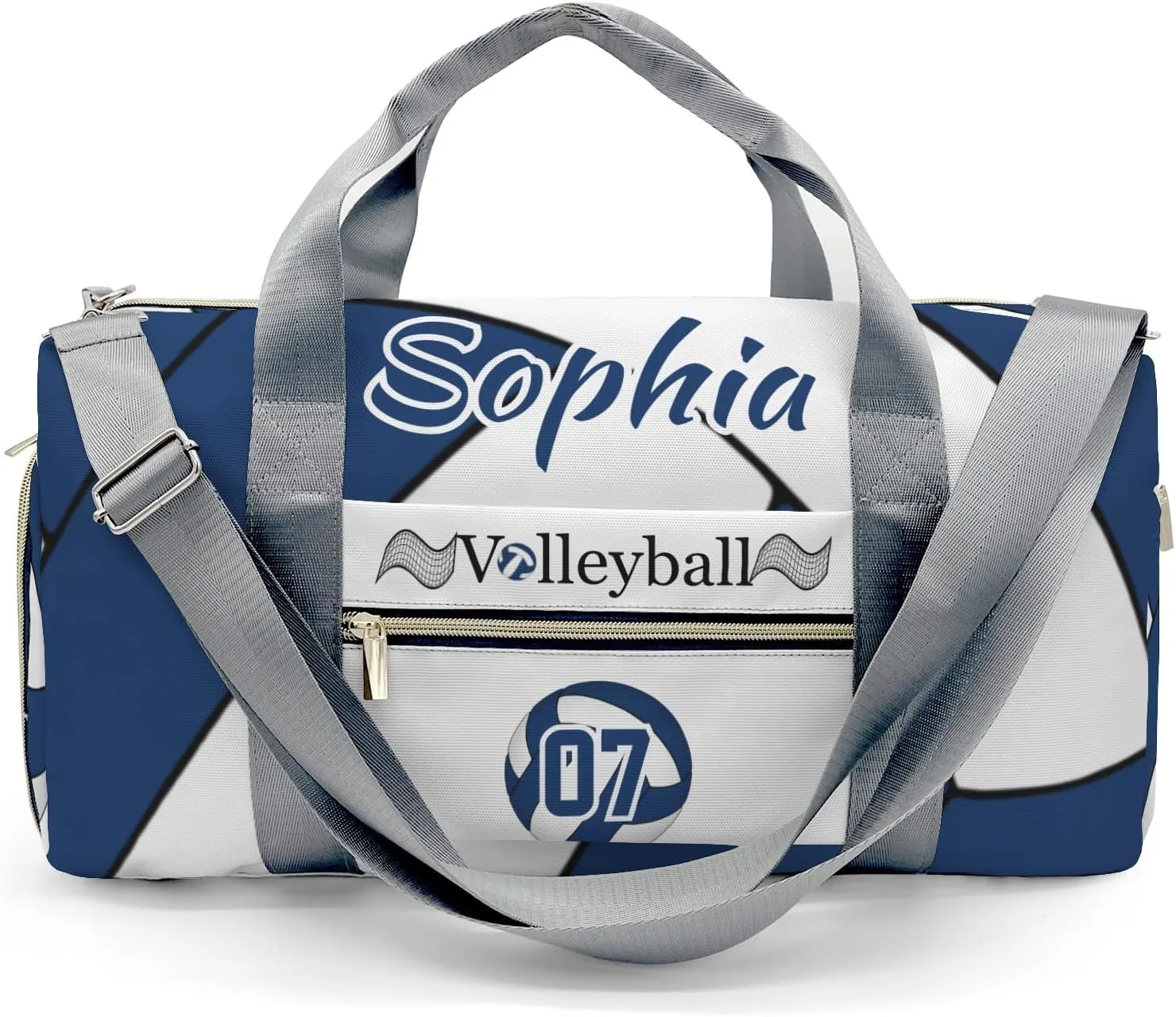 Personalized Custom Volleyball Navy BlueDuffel Backpack Waterproof Multifunctional Daypack Gym Yoga Sport with Name Gift