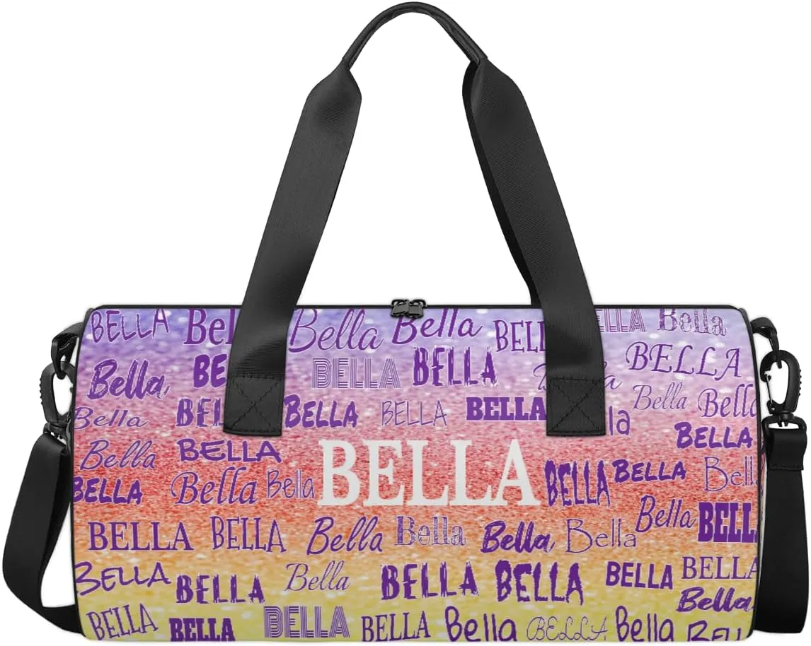 Personalized Dance Bag Girls, Sports Bag Gym Sport Duffel Bag Weekender Bags Travel Dancing Lightweight Bag, Glitters Red Yellow