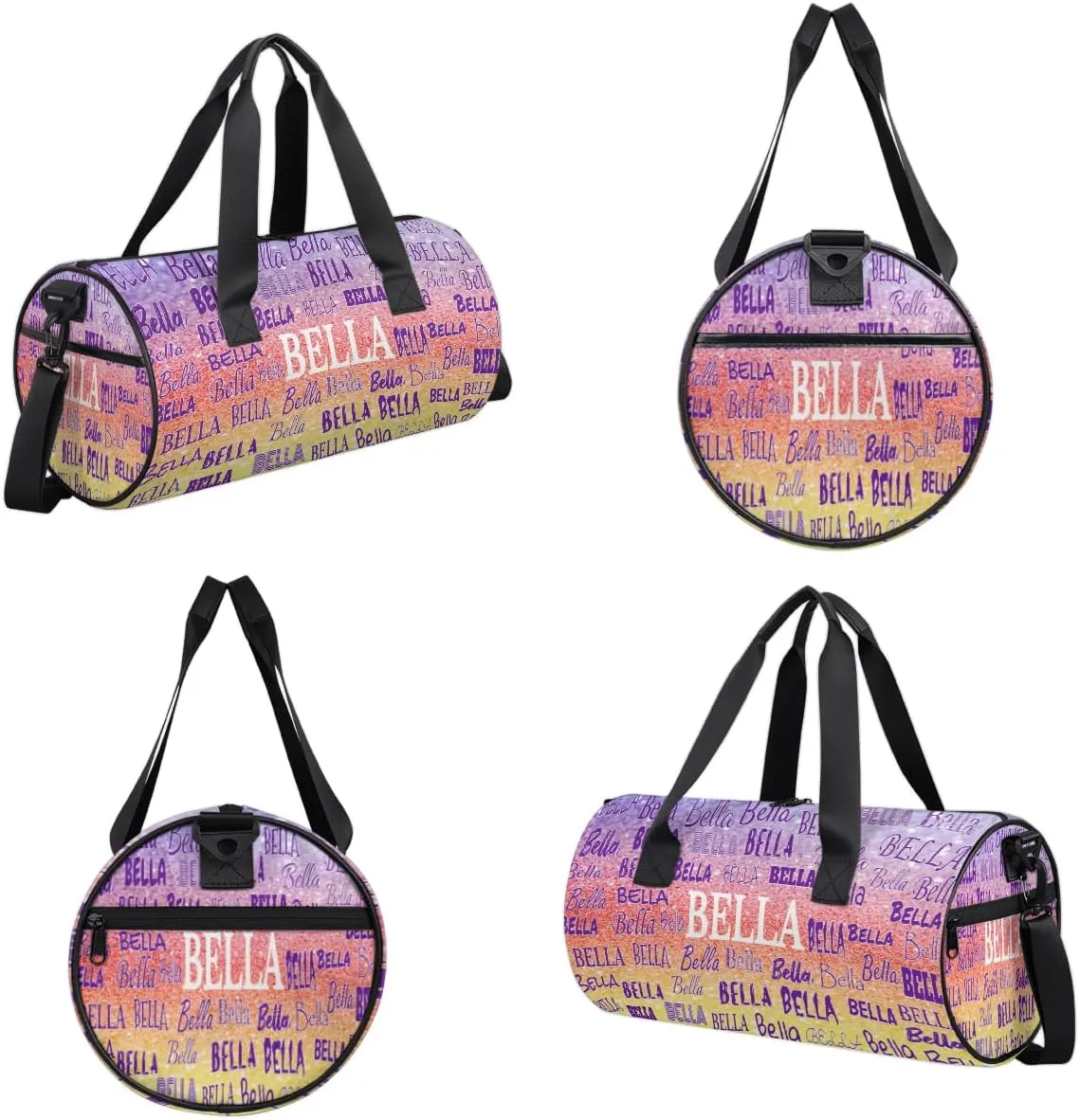 Personalized Dance Bag Girls, Sports Bag Gym Sport Duffel Bag Weekender Bags Travel Dancing Lightweight Bag, Glitters Red Yellow