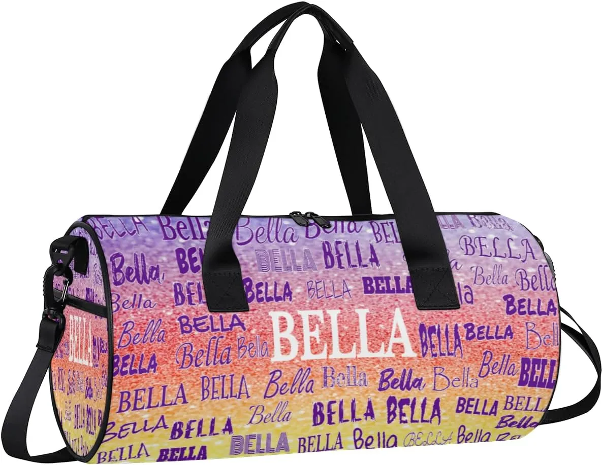 Personalized Dance Bag Girls, Sports Bag Gym Sport Duffel Bag Weekender Bags Travel Dancing Lightweight Bag, Glitters Red Yellow