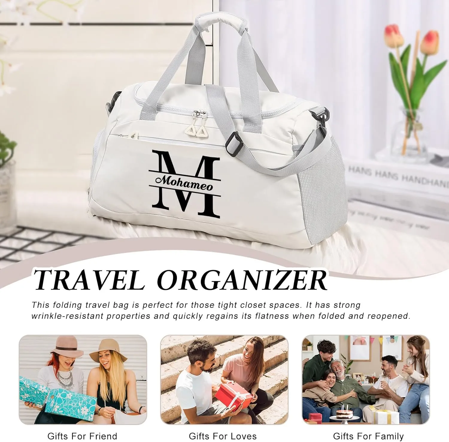 Personalized Gym Bag Custom Name Gym Bags for Men Women duffle bag for travel Weekend Sport Bag Carry On Bags for Airplanes Black Pink Purple 18x10x9 Inches