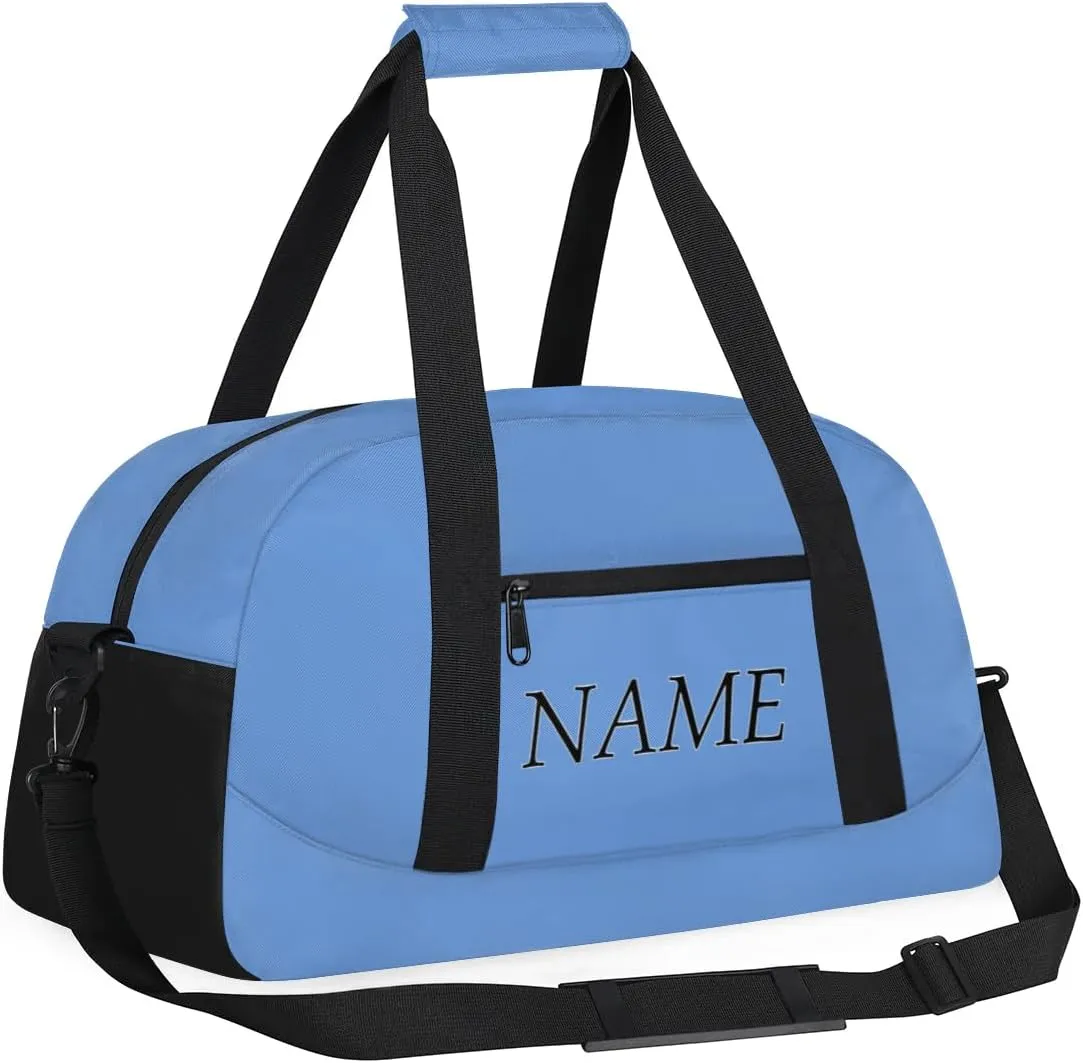 Personalized Gym Bag for Women Men, Custom Duffel Bag with Name, Small Sports Bag Travel Carry On Weekender Bags, Blue