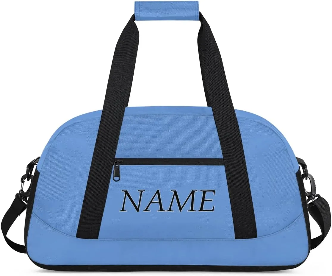 Personalized Gym Bag for Women Men, Custom Duffel Bag with Name, Small Sports Bag Travel Carry On Weekender Bags, Blue