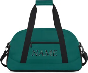 Personalized Gym Bag for Women Men, Custom Duffel Bag with Name, Small Sports Bag Travel Carry On Weekender Bags, Deep Green