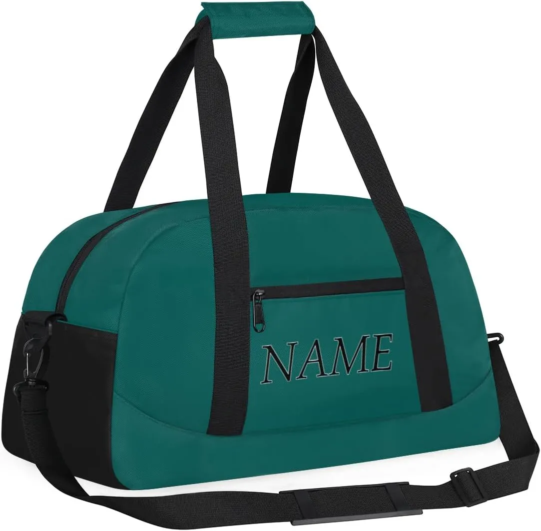 Personalized Gym Bag for Women Men, Custom Duffel Bag with Name, Small Sports Bag Travel Carry On Weekender Bags, Deep Green