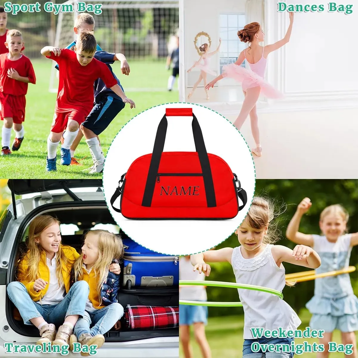 Personalized Gym Bag for Women Men, Custom Duffel Bag with Name, Small Sports Bag Travel Carry On Weekender Bags, Rose Red