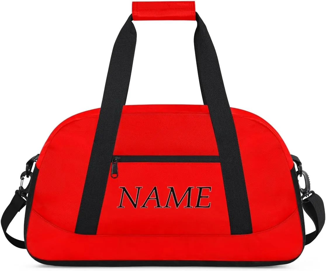 Personalized Gym Bag for Women Men, Custom Duffel Bag with Name, Small Sports Bag Travel Carry On Weekender Bags, Rose Red