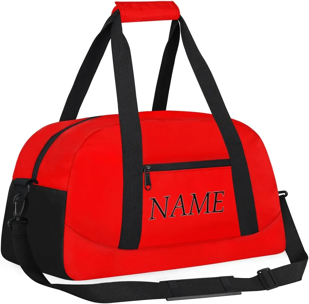 Personalized Gym Bag for Women Men, Custom Duffel Bag with Name, Small Sports Bag Travel Carry On Weekender Bags, Rose Red