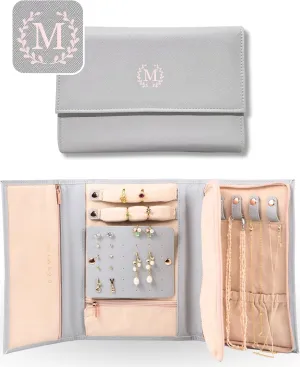 Personalized Initial Travel Jewelry Case - Monogram Custom Gifts For Women, Bridesmaid Proposal Gifts, Travel Jewelry Organizer, Customized Travel Jewelry Box, Birthday Gifts For Mom