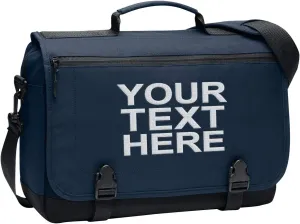 Personalized Messenger Laptop Briefcase - Add Your Embroidered Text, Monogram or Logo - Custom Shoulder Bag
