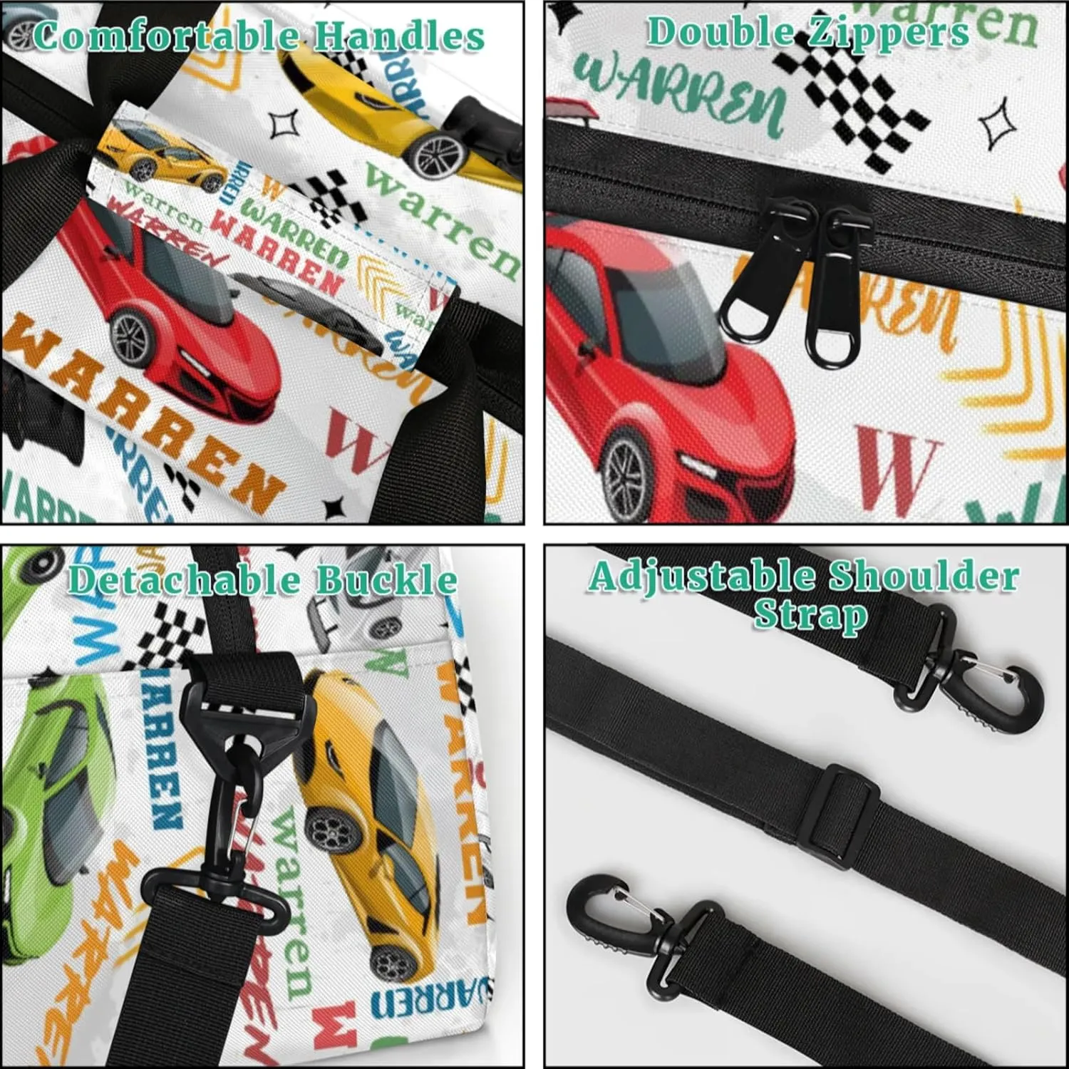 Personalized Name Duffle-Bag for Boys,Custom Playmobile Sport Gym Bag,Carry-on Lightweight for Travel Outdoor,Track-and-Field Roadster