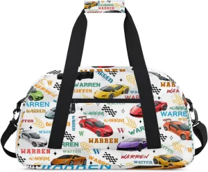 Personalized Name Duffle-Bag for Boys,Custom Playmobile Sport Gym Bag,Carry-on Lightweight for Travel Outdoor,Track-and-Field Roadster