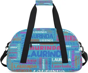Personalized Name Duffle-Bag for Girls Boys,Custom Sports Gym Baseball-Bag,Colorful Carry-on Lightweight for Travel Outdoor White Cyan Blue