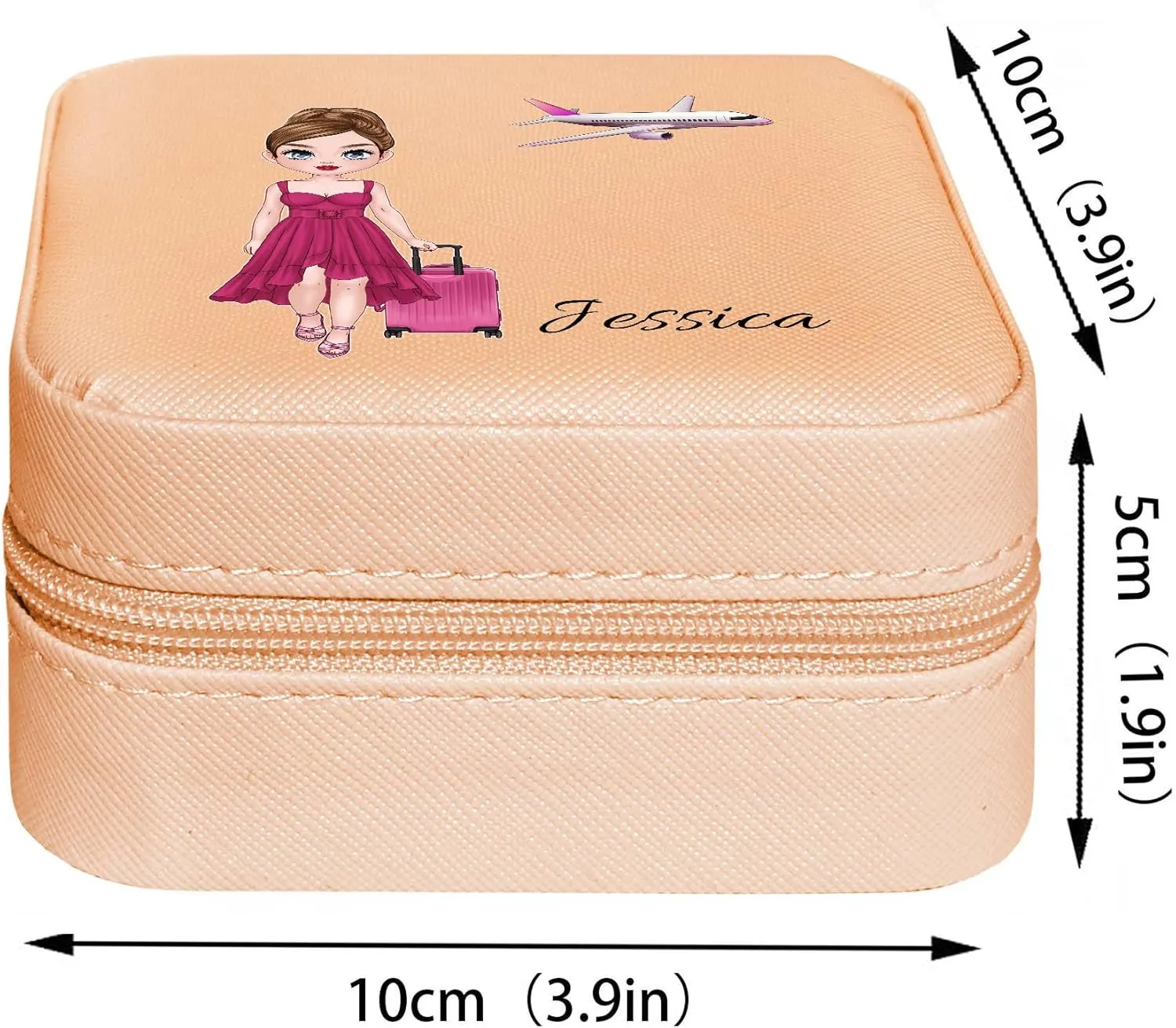 Personalized Portable Jewelry Box, Travel Essentials for Women, Mini Organizer, Customized Small Case With Initials, Gift for Girls, Teen, Woman (Travelling Lover)
