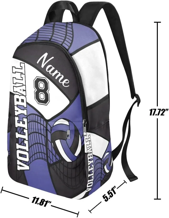 Personalized Volleyball in Blue White Black Backpack with Name Custom Travel Daypack Bag for Man Woman Gifts