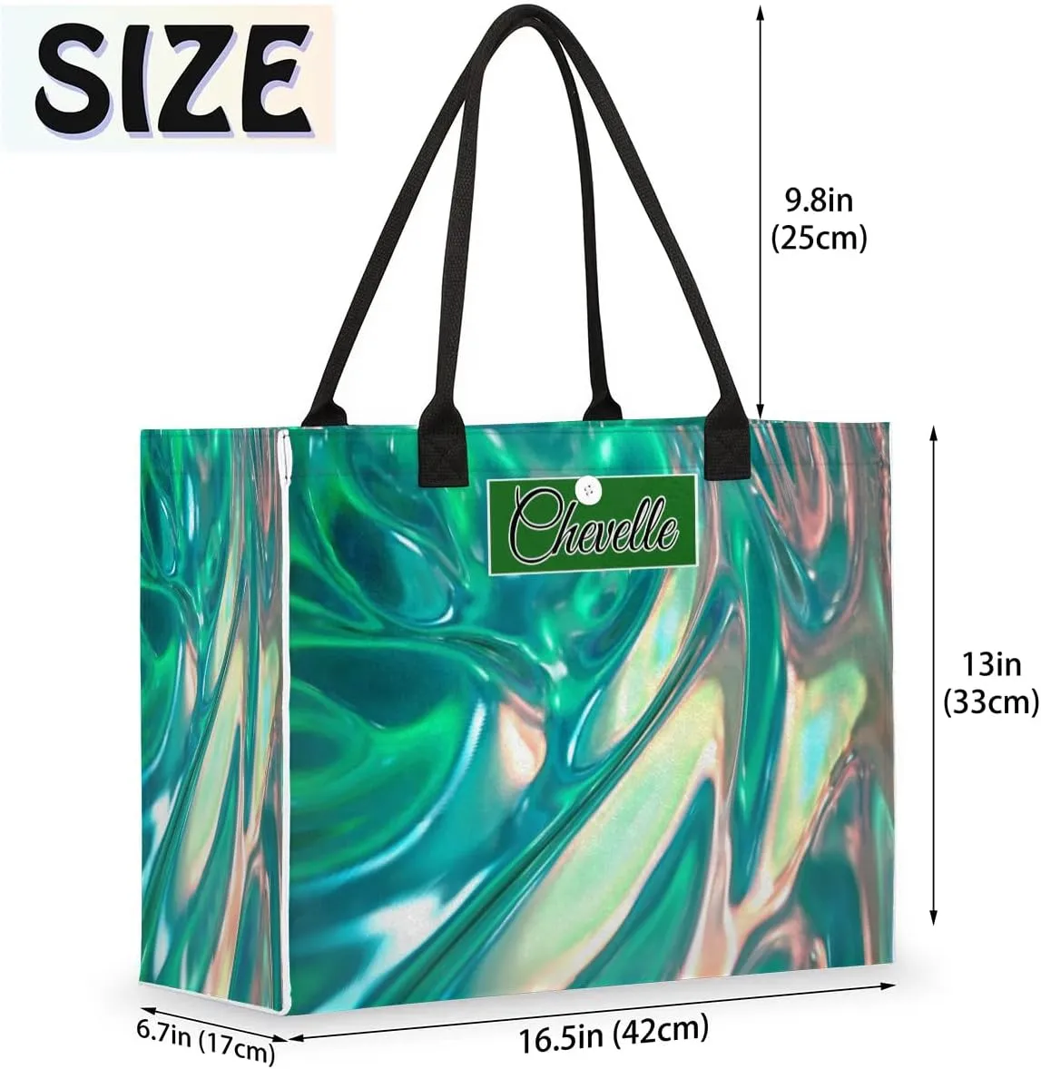 Personalized Women Casual Tote Bag Name, Customized Large Capacity Beach Shoulder Shopping Bag for Travel Daily Work