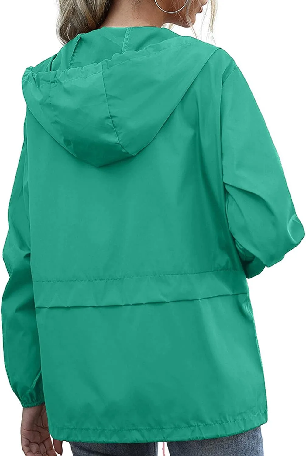 PESION Women's Waterproof Raincoat Lightweight Rain Jacket Hooded Windbreaker with Pocket for Outdoor