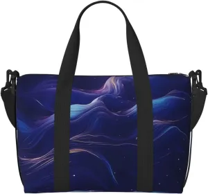 Phayah Blue Marble Veins Crossbody Travel Bag Overnighter Duffel Bags Carry On Size Ideal For School Or Overnight Travel Bag