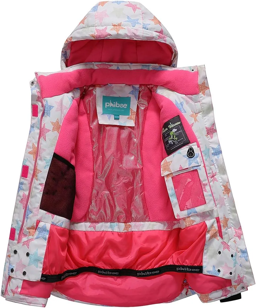 PHIBEE Girls' Waterproof Windproof Outdoor Warm Snowboard Ski Jacket