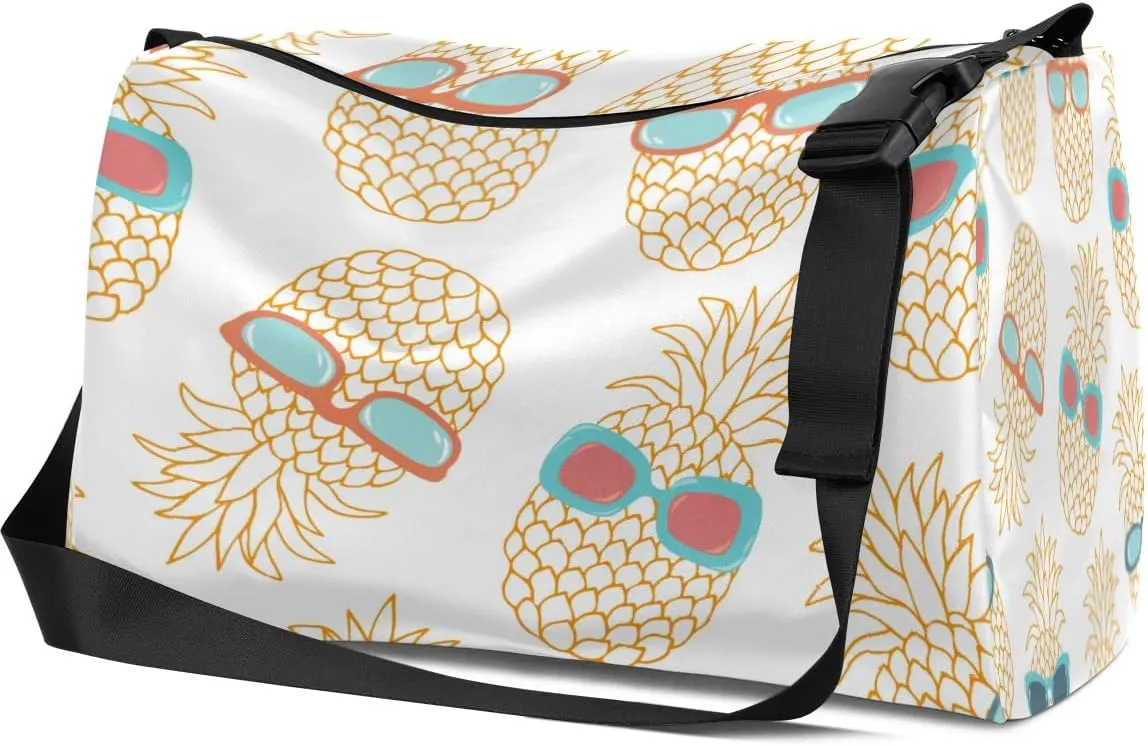 Pineapple Vacation Small Gym Bag for Men Women Workout Sport Duffle Bag Waterproof Weekender Overnight Bag Lightweight Carry on Tote Bag Crossbody Shoulder Travel Bag for Swim Yoge Dance