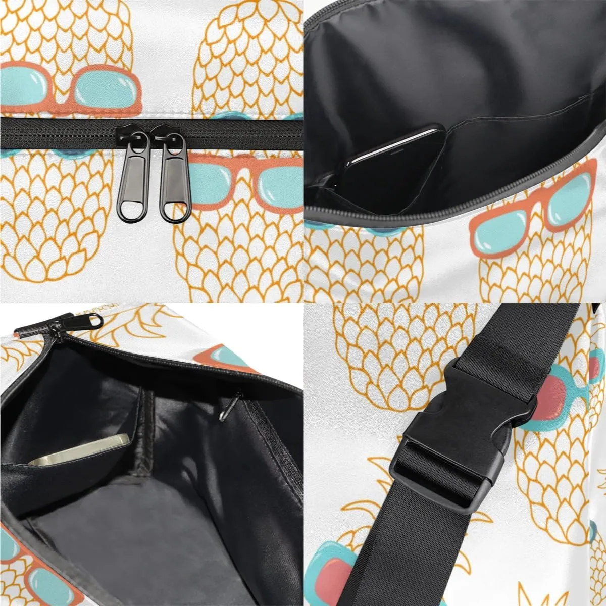 Pineapple Vacation Small Gym Bag for Men Women Workout Sport Duffle Bag Waterproof Weekender Overnight Bag Lightweight Carry on Tote Bag Crossbody Shoulder Travel Bag for Swim Yoge Dance