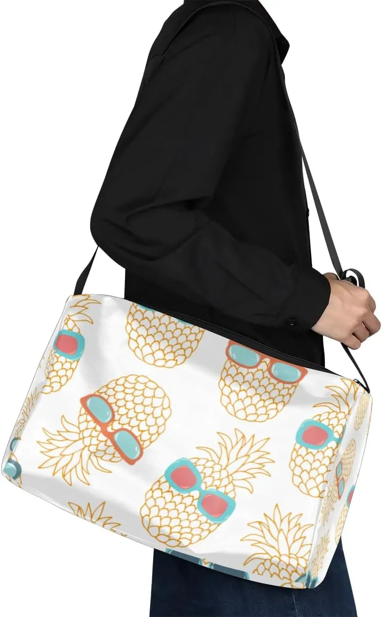 Pineapple Vacation Small Gym Bag for Men Women Workout Sport Duffle Bag Waterproof Weekender Overnight Bag Lightweight Carry on Tote Bag Crossbody Shoulder Travel Bag for Swim Yoge Dance