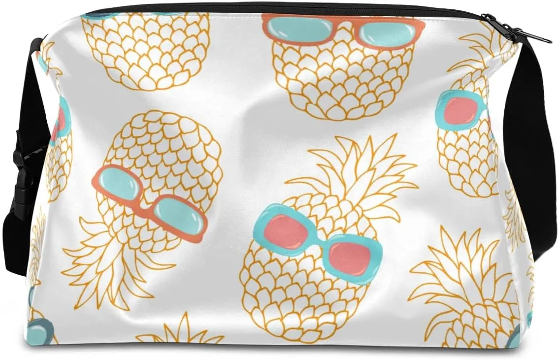 Pineapple Vacation Small Gym Bag for Men Women Workout Sport Duffle Bag Waterproof Weekender Overnight Bag Lightweight Carry on Tote Bag Crossbody Shoulder Travel Bag for Swim Yoge Dance