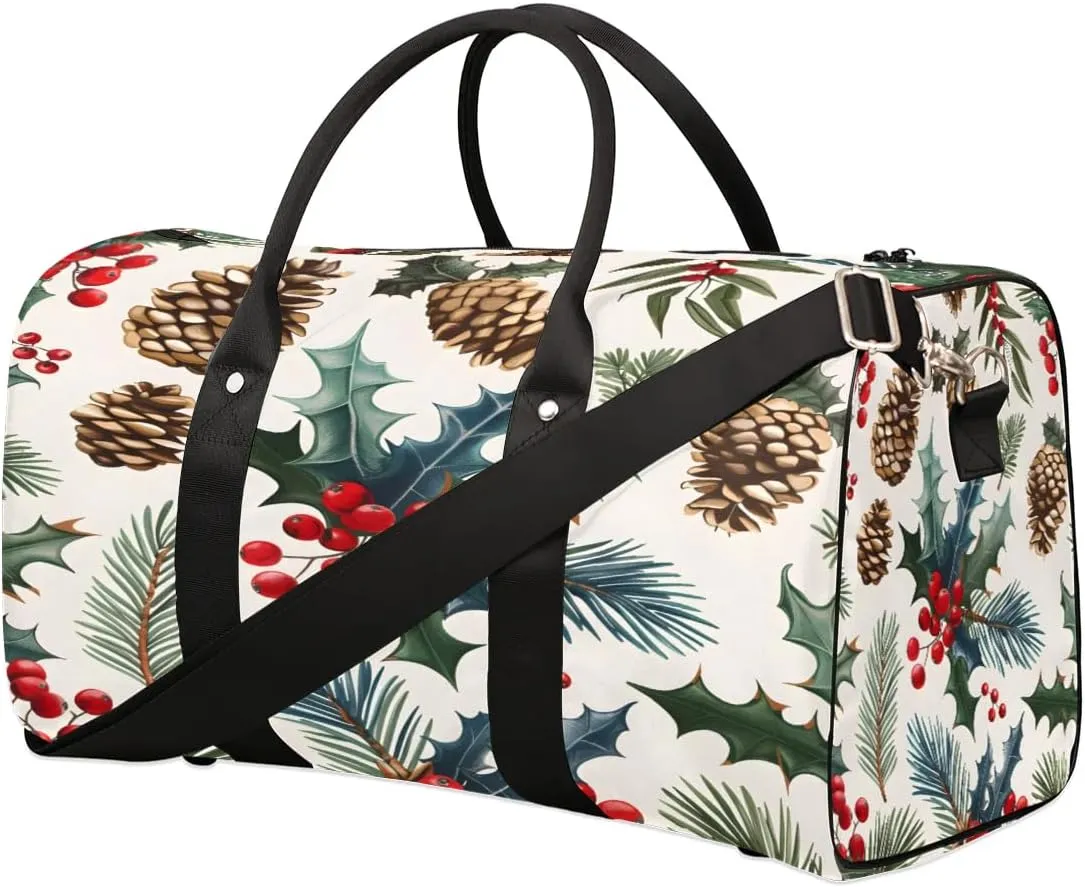 Pinecone Leaf Travel Duffel Bag for Women Men Foldable Sport Gym Tote Bag Lightweight Waterproof Weekender Overnight Bag for Weekend Holiday Gym Swim Yoga