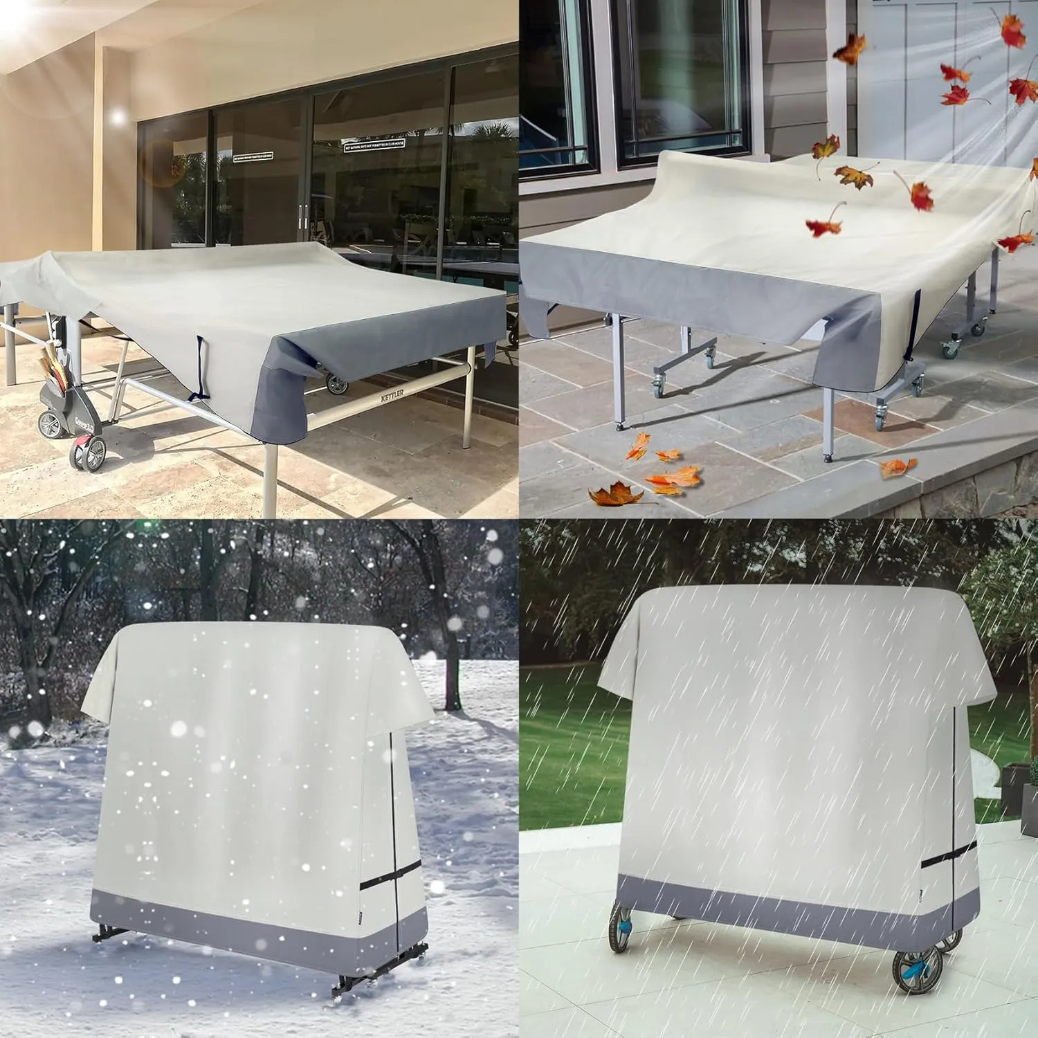 Ping Pong Table Cover Outdoor Waterproof, Dual Function Table Tennis Cover Fits Both Folding Tables and Flat Tables Indoor & Outside 68"L x 6"/30"W x 62"H