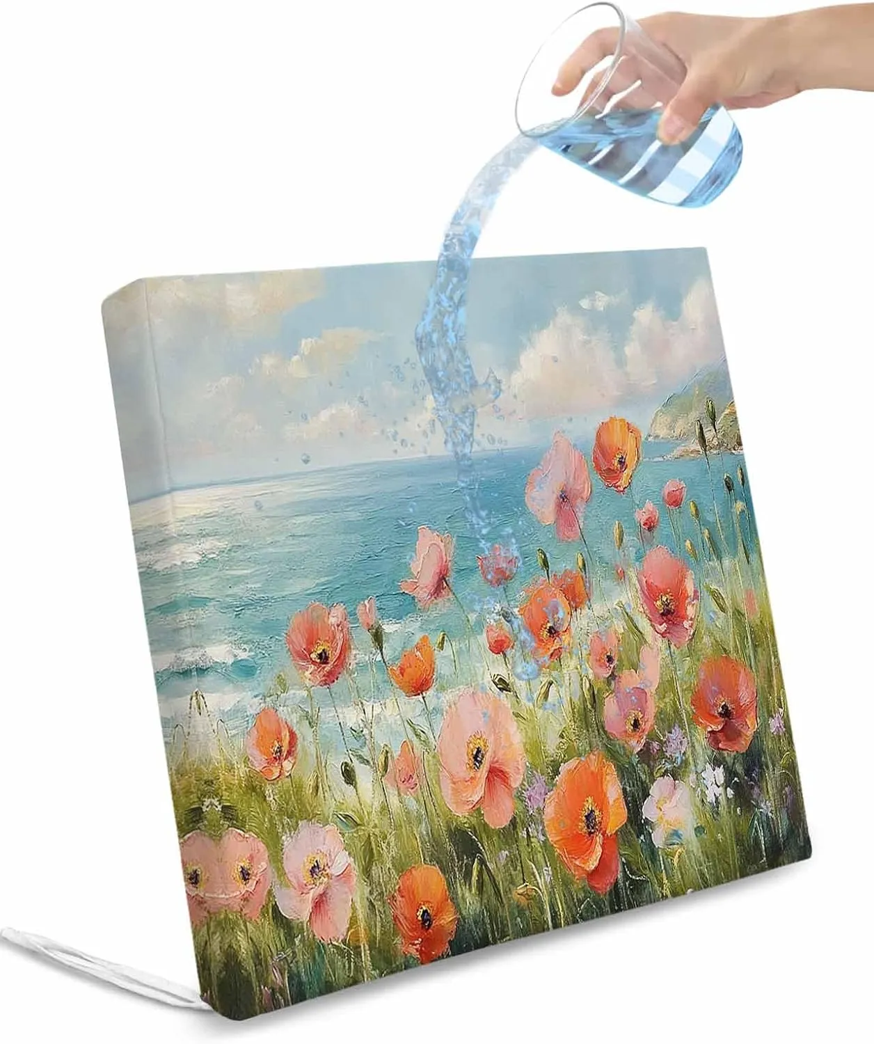 Pink Spring Floral Outdoor Cushion Chair Cover Set of 2 - Waterproof Couch Seat Covers, Modern Abstract Art Oil Painting Aesthetics Patio Furniture Protector Slipcovers for Sofa/RV, 24"x24"x4"