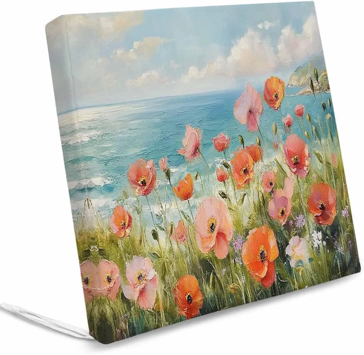 Pink Spring Floral Outdoor Cushion Chair Cover Set of 2 - Waterproof Couch Seat Covers, Modern Abstract Art Oil Painting Aesthetics Patio Furniture Protector Slipcovers for Sofa/RV, 24"x24"x4"
