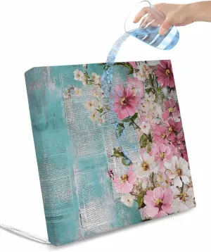 Pink Spring Floral Outdoor Cushion Chair Cover Set of 4 - Waterproof Couch Seat Covers, Vintage Blue White Botanical Retro Patio Furniture Protector Cushions Slipcovers for Sofa/RV, 22"x20"x4"