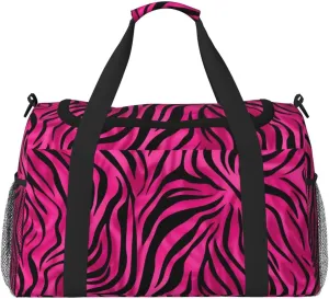 Pink Zebra Print Duffle Bag for Travel Zebra Skin Sports Gym Tote Carry On Bag Large Shoulder Weekend Overnight for Workout