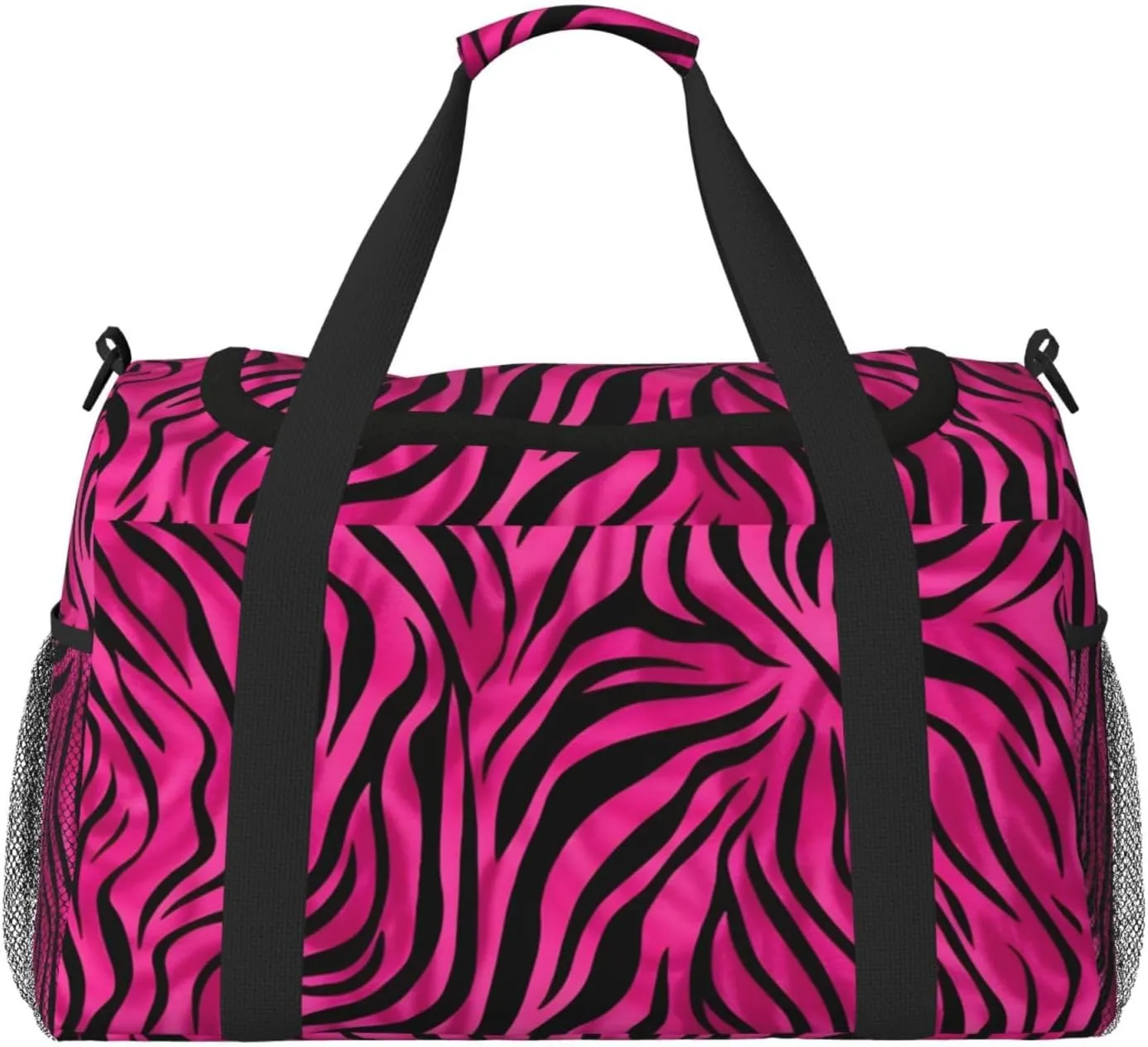 Pink Zebra Print Duffle Bag for Travel Zebra Skin Sports Gym Tote Carry On Bag Large Shoulder Weekend Overnight for Workout