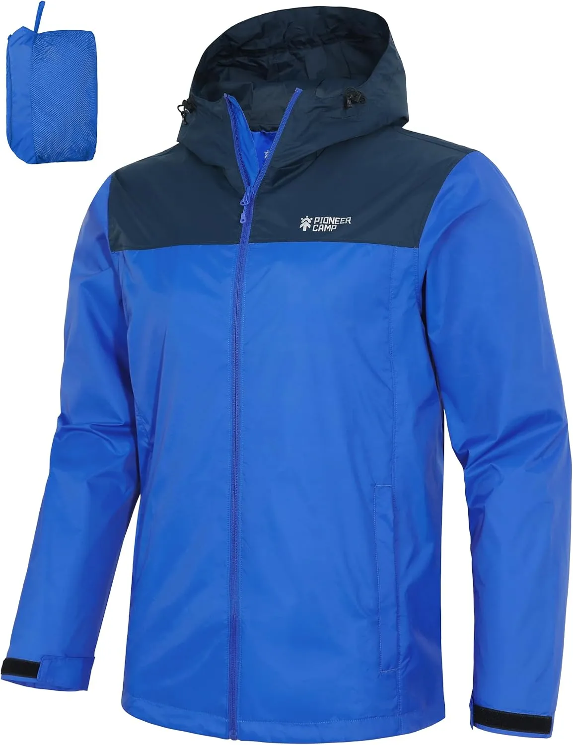 Pioneer Camp Men's Rain Jacket Waterproof with Hood Lightweight Packable Raincoat Rain Shell for Outdoor Hiking Travel