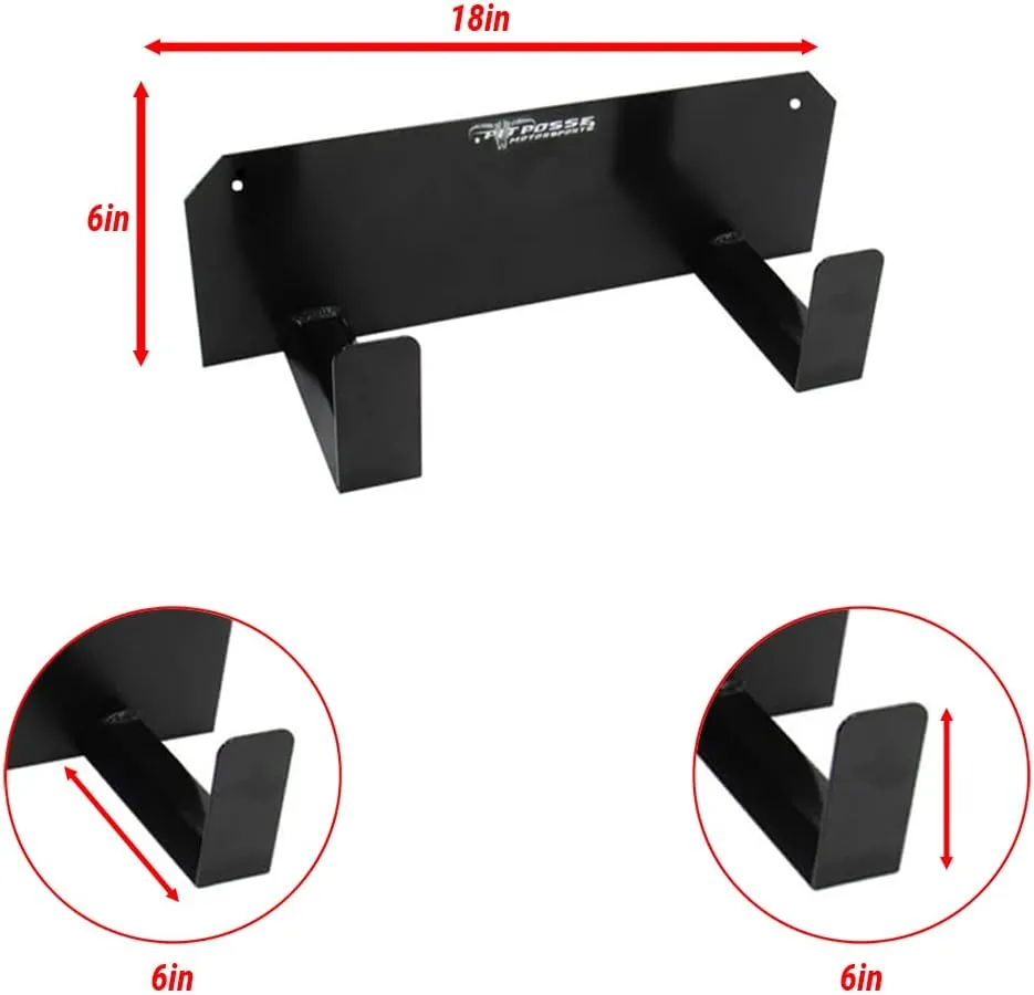 Pit Posse PP125BK Dual Helmet Rack Holder Enclosed Race Trailer Garage Shop - Made in USA - Aluminum Storage Organizer Hanger for Motorcycle Bike Helmets - Mounting Hardware Included (Black)
