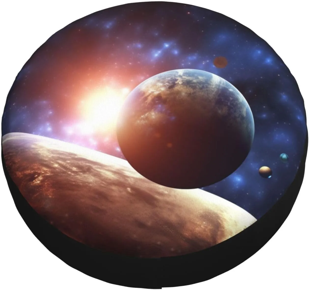 Planets in Space Background Tire Cover Outdoor Waterproof Snow Sun Rain Wheel Cover Portable Wheel Bags Camper Spare Tire Cover Universal Car Tire Protectors for Trailer RV SUV
