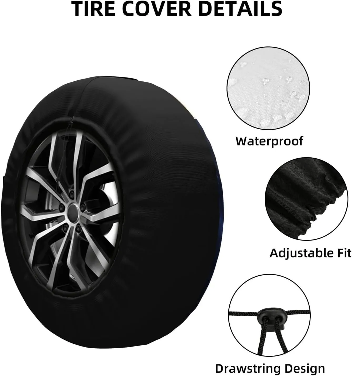 Planets in Space Background Tire Cover Outdoor Waterproof Snow Sun Rain Wheel Cover Portable Wheel Bags Camper Spare Tire Cover Universal Car Tire Protectors for Trailer RV SUV