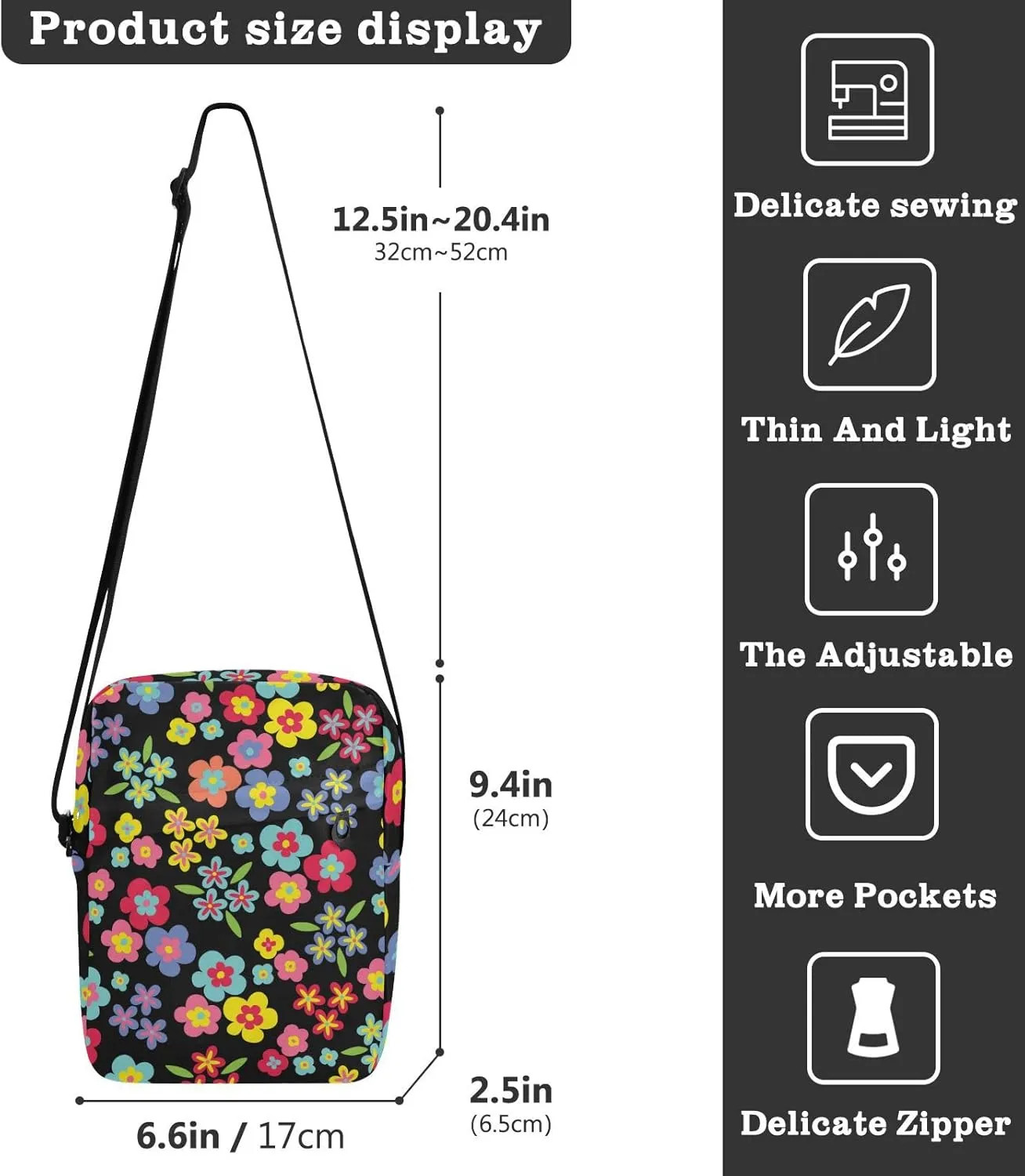 Poeticcity Crossbody Phone Bag, Small Messenger Shoulder Bag, Cash Handbag Wallet Purse