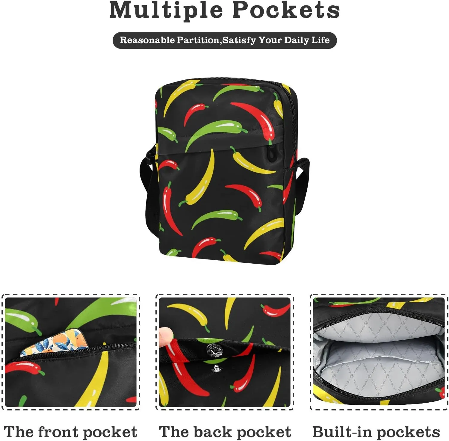Poeticcity Crossbody Phone Bag, Small Messenger Shoulder Bag, Cash Handbag Wallet Purse