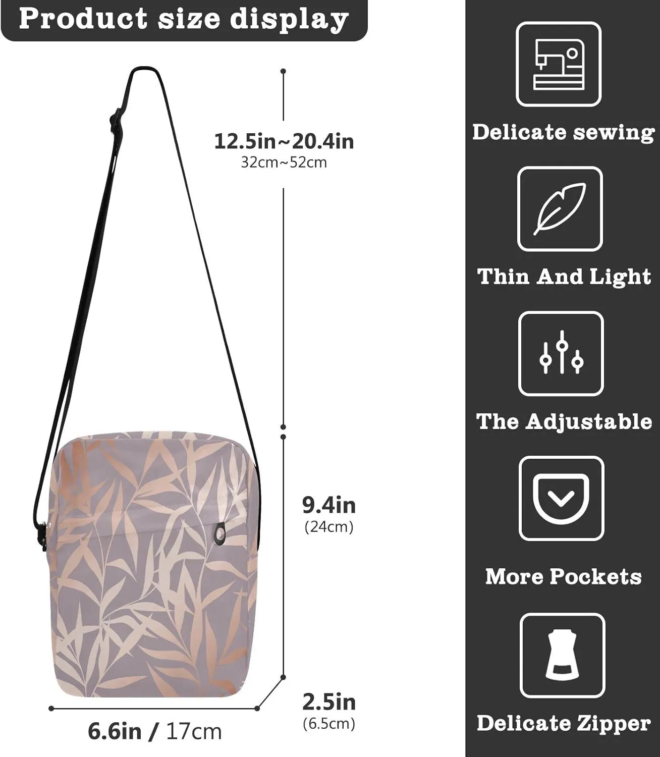 Poeticcity Crossbody Phone Bag, Small Messenger Shoulder Bag, Cash Handbag Wallet Purse