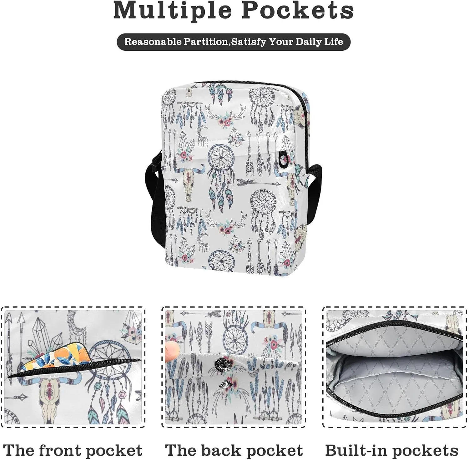 Poeticcity Crossbody Phone Bag, Small Messenger Shoulder Bag, Cash Handbag Wallet Purse