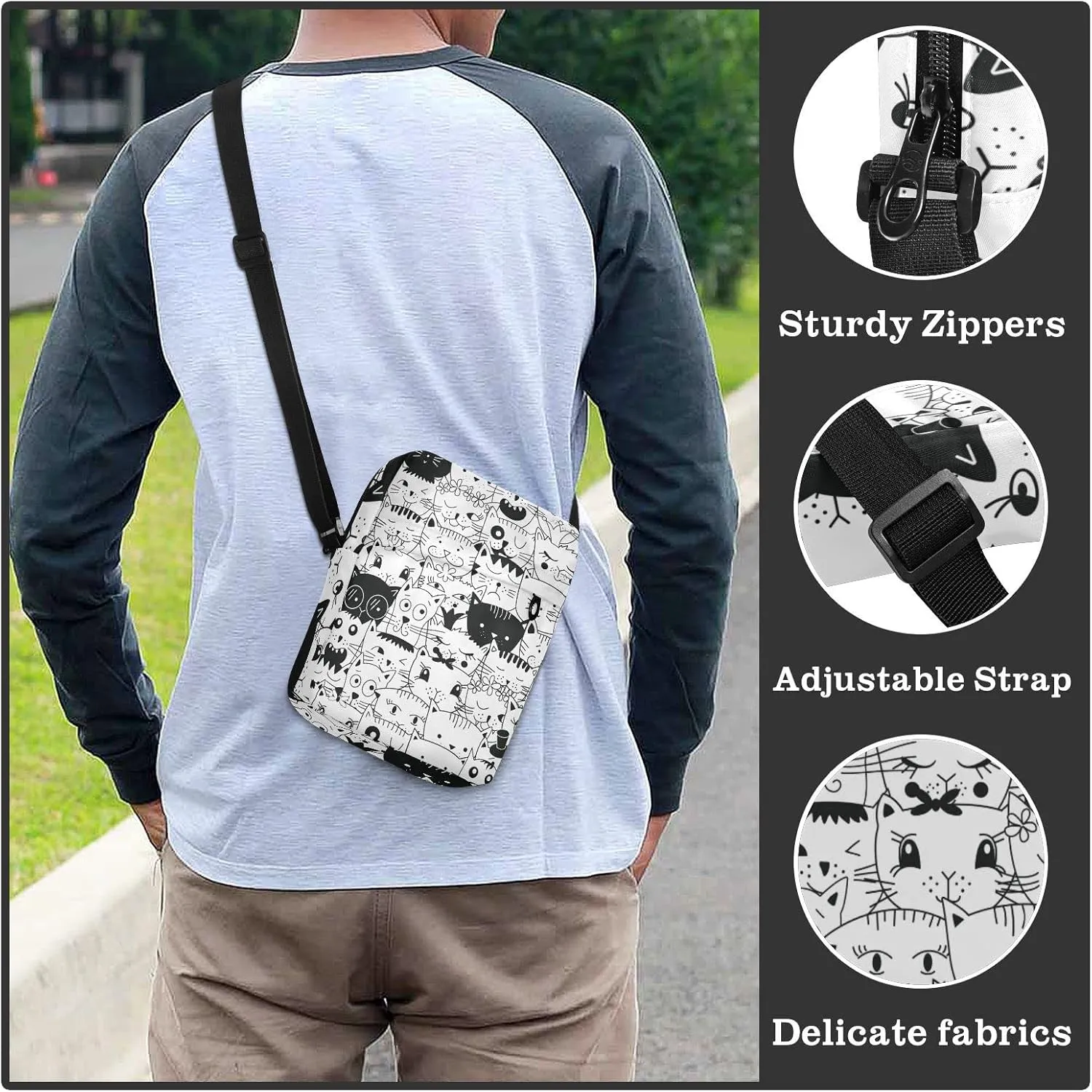 Poeticcity Crossbody Phone Bag, Small Messenger Shoulder Bag, Cash Handbag Wallet Purse