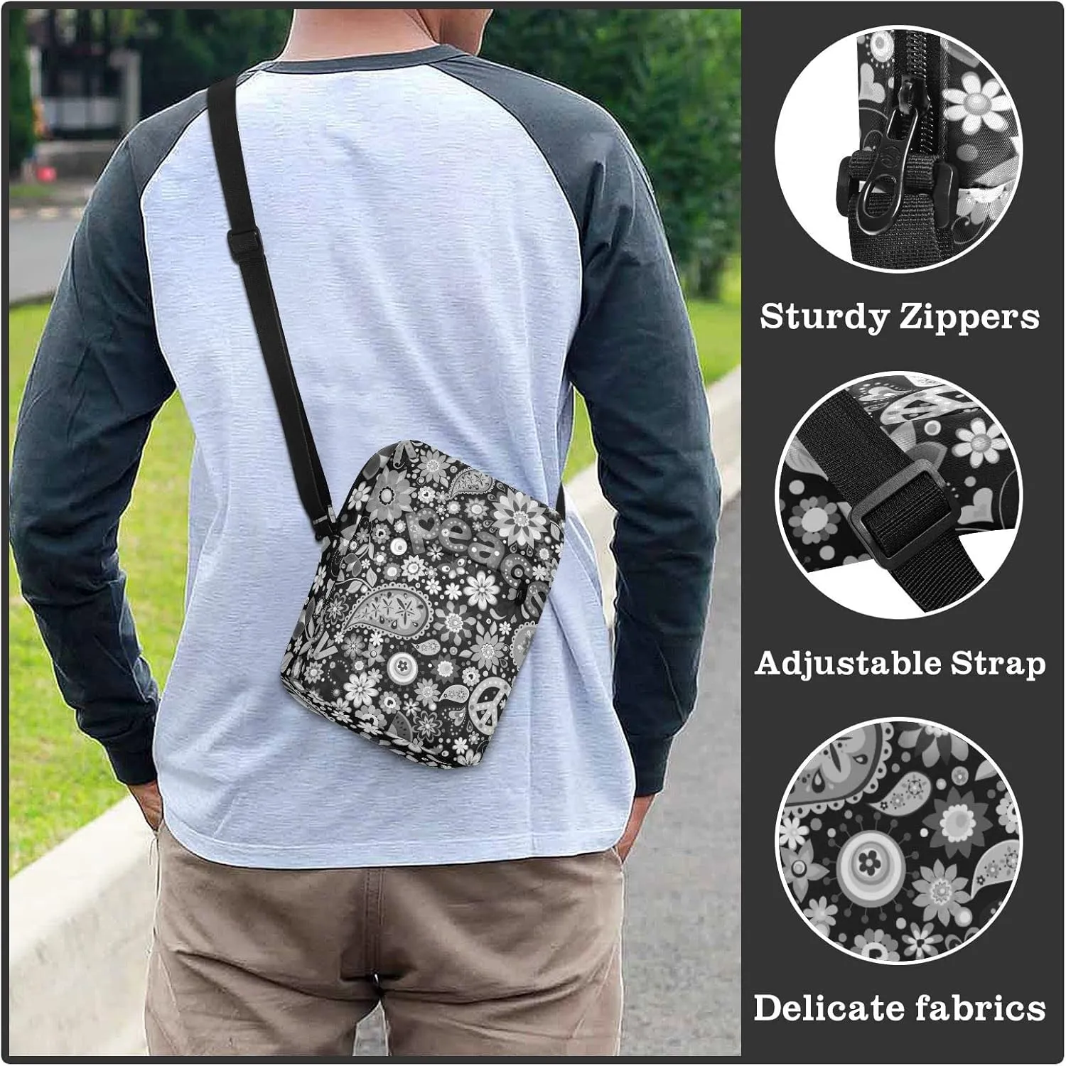 Poeticcity Crossbody Phone Bag, Small Messenger Shoulder Bag, Cash Handbag Wallet Purse